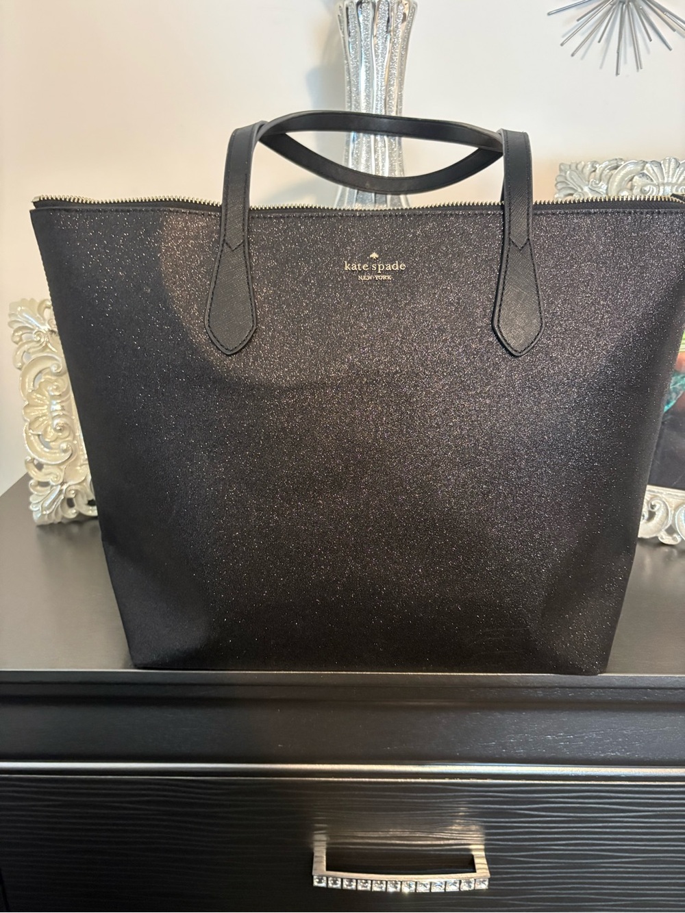 kate spade Black Glitter Tote - Sparkle City Carryall